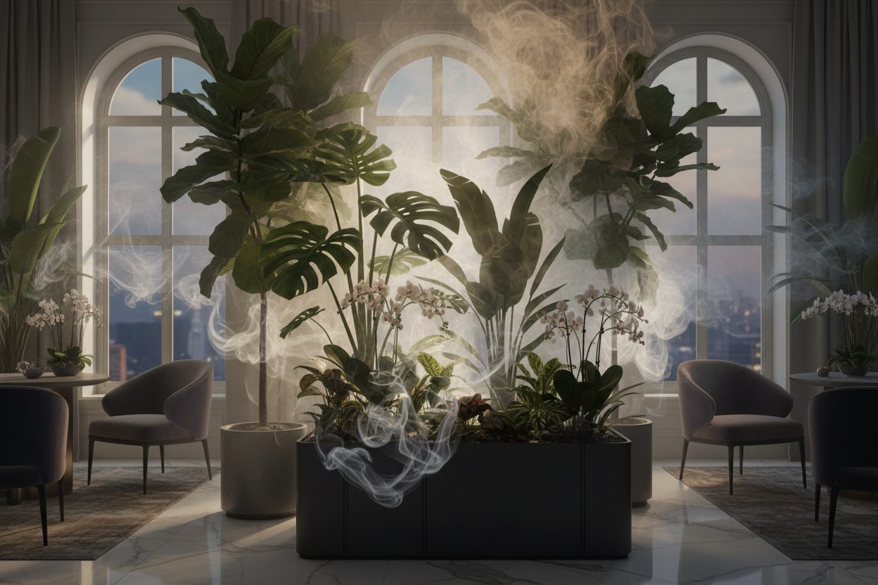 Luxury smoke-filled house plants